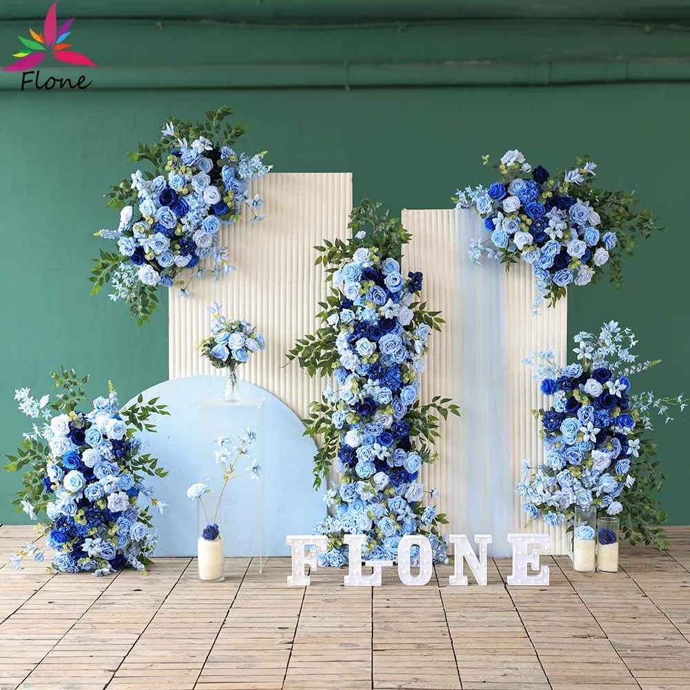 

Wedding Birthday Decorations Artificial Flowers Arrangement High-end Custom Deep Light Blue Green Sztuczne Kwiaty Props HY2441