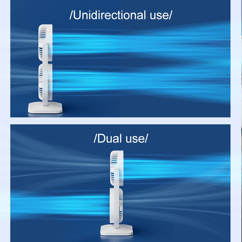 3000mAh مروحة طاولة جديدة قابلة للشحن المحمولة مروحة سطح المكتب الصغيرة برج مزدوج مراوح مكتب صغيرة لمكتب المنزل