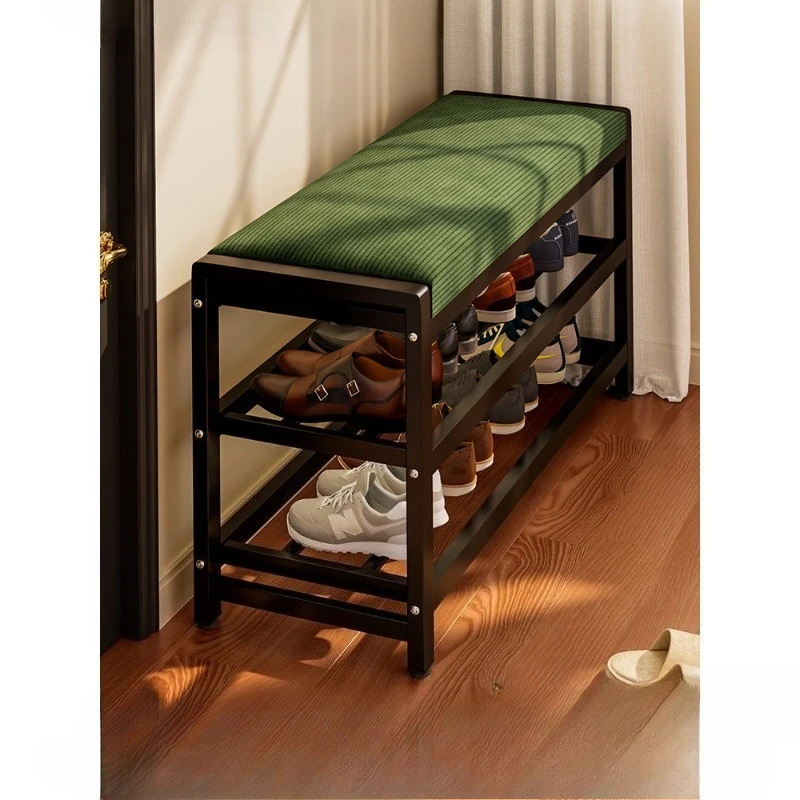 Shoe Storage Bench Entryway Ottoman Seat Removable Cushion Hidden Compartment Wooden Shoe Rack Non Slip Mudroom Bench Shoes Rack
