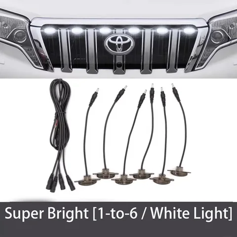 Комплект из 4 или 6 светодиодных фар для передней решетки Toyota Land Cruiser Prado 150 120, янтарные ДХО (дневные ходовые огни) и сигнальные лампы для решетки радиатора