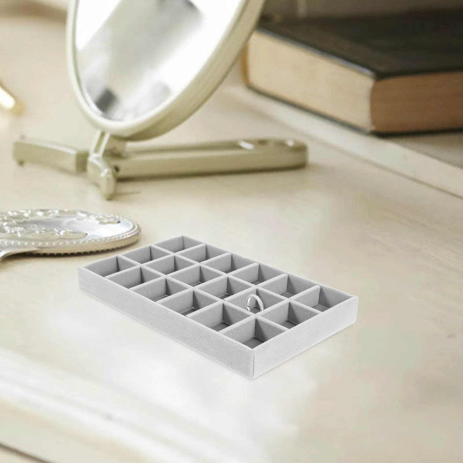 

Gray 4-Pcs Jewelry Storage Tray for Earrings Rings Pins Brooches Display Organizer Home Decor Style Compact Size Long Last Use