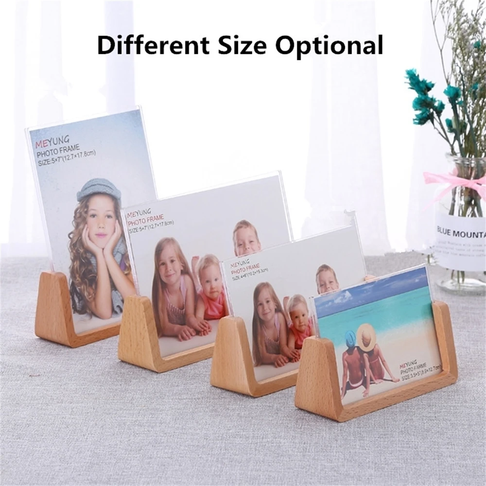8 Inch Wood Acrylic Card Holder Display Stands Table Number Photo Picture Poster Frame Menu Paper Holder Stand