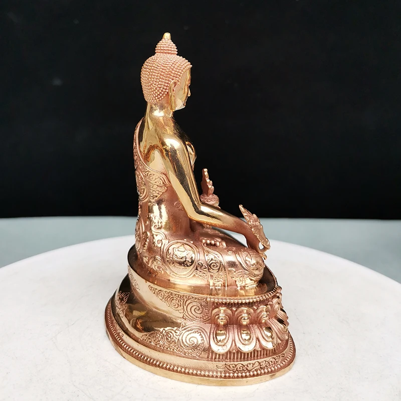 Pure copper copper Sanbao Buddha Sakyamuni Buddha Pharmacist Buddha Sakyamuni Tantra Tibetan legend statue living room red coppe