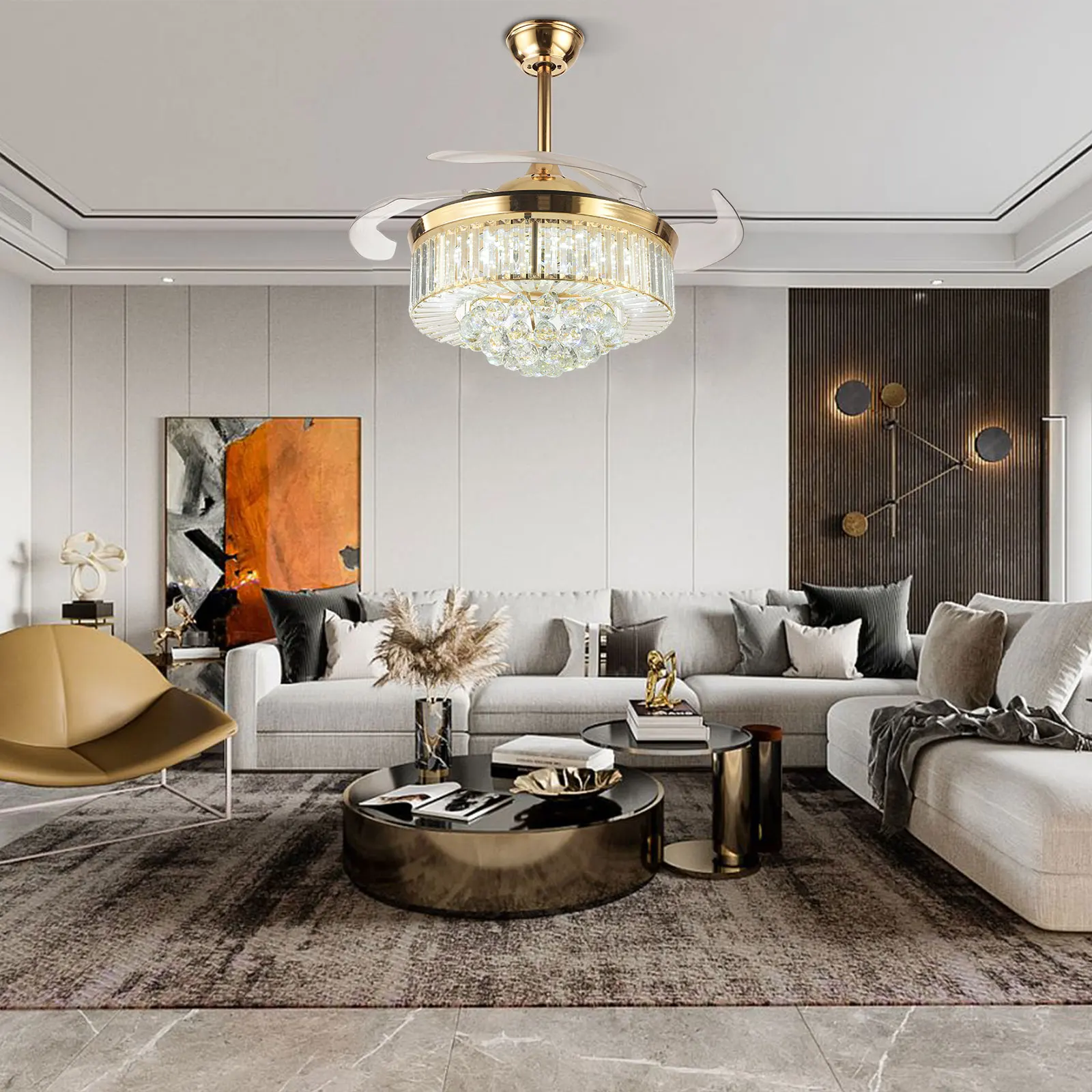 Plafonnier LED Rétractable Invisible à Intensité Réglable avec Télécommande, Design Moderne, 42 Pouces