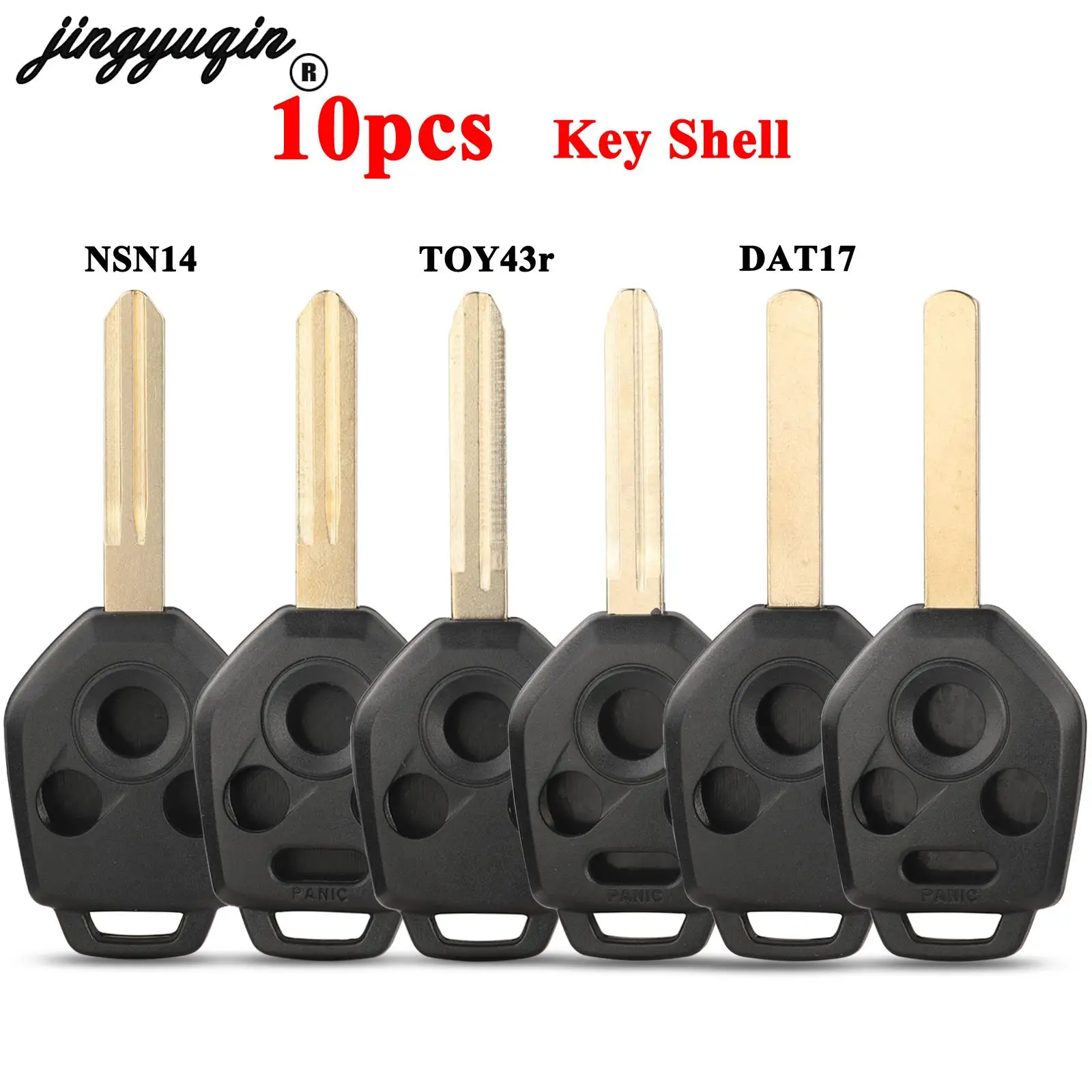 

jingyuqin 10pcs For Subaru Forester Legacy Impreza Outback WRX XV Crosstrek STI Remote key Shell NSN14 TOY43r DAT17 Blade