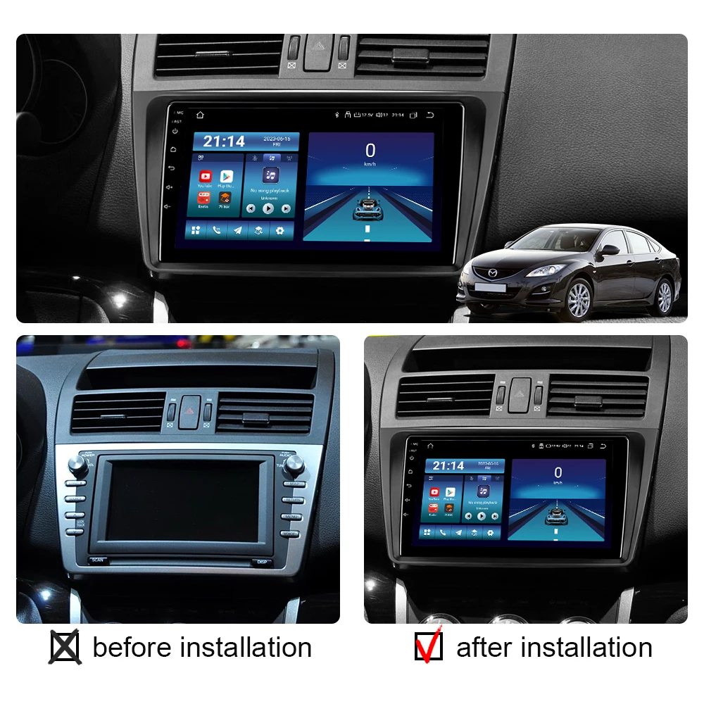 Android 13 Car Radio for Mazda 6 GH 2007 2008 2009 2010 2011 2012 Wireless CarPlay Auto Stereo Multimedia GPS Navigation 4G DSP