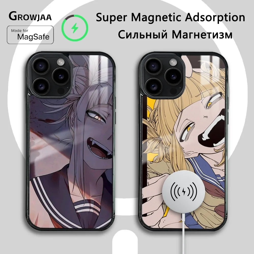 Anime H-Himiko T-Togas Girl Phone Case For iPhone 16 15 14 13 12 11 Pro Max Plus Mini Magsafe Mirror Wireless Magnetic Cover