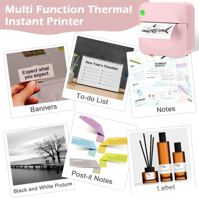 Portable Thermal Self Adhesive Stickers Photo Printer Mini Bluetooth-compatible Label Maker For Phone Printing Photos