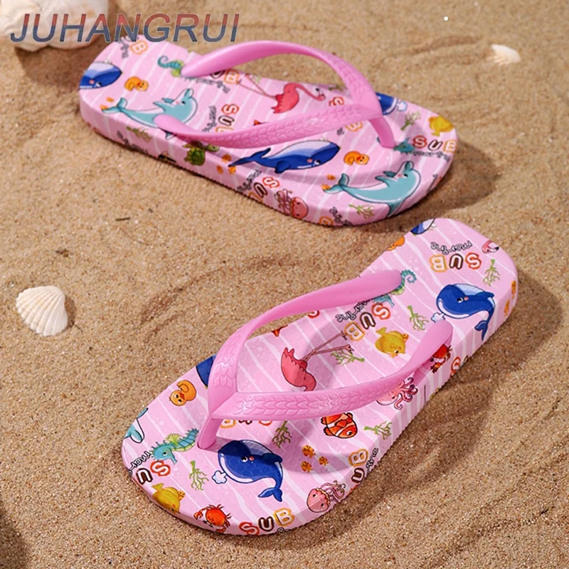 Toddler Flip Flops Shoes Little Kid Cute Sandals with Back Strap Boys Girls Shoes for Beach EVA Soft Sole Indoor Bathing Slipper - view 3