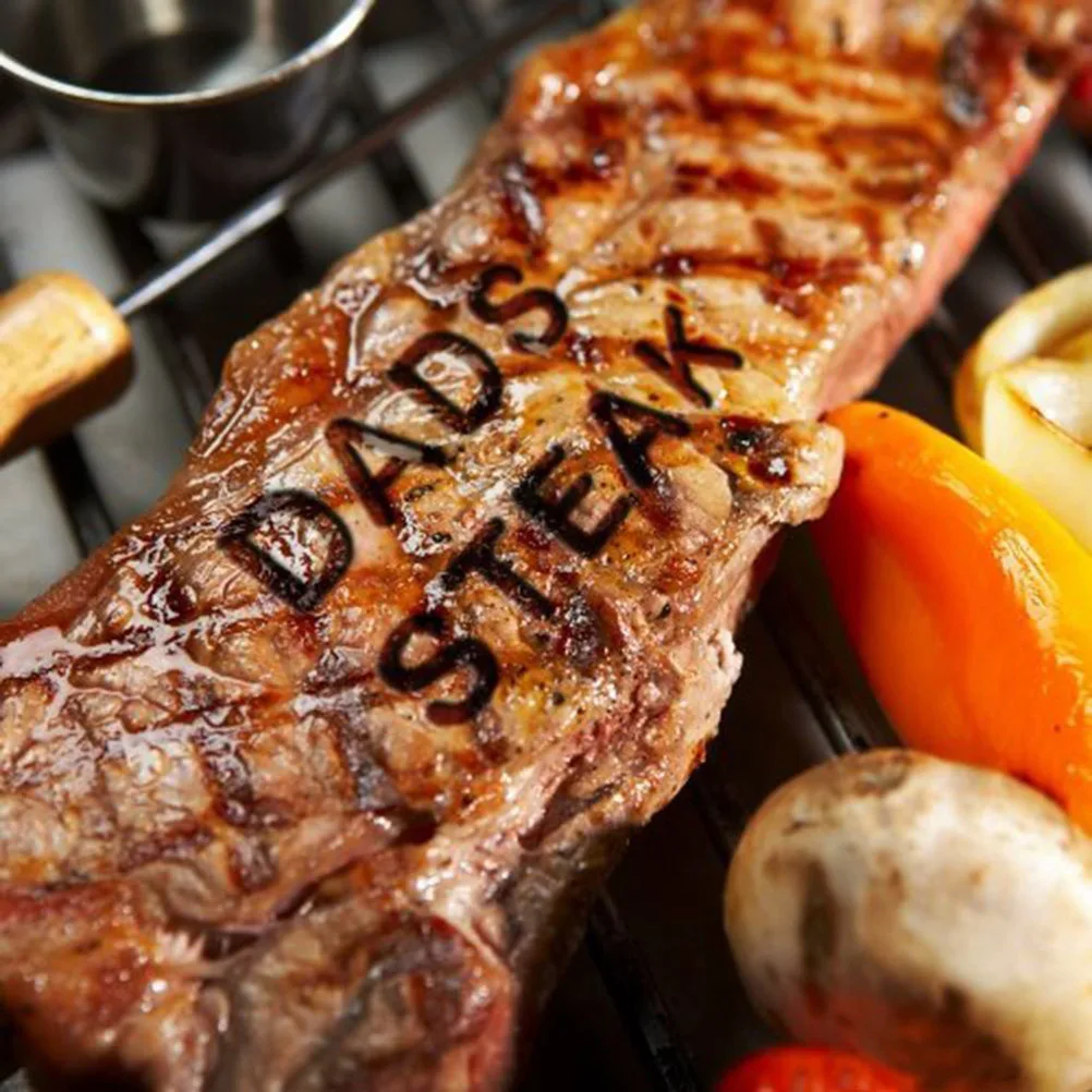 

55 Letters Bbq Branding Iron Tool Barbecue Meat Steak Burger Chicken Aluminium Alloy Wood Handle Hot Press Engraving Tool Party