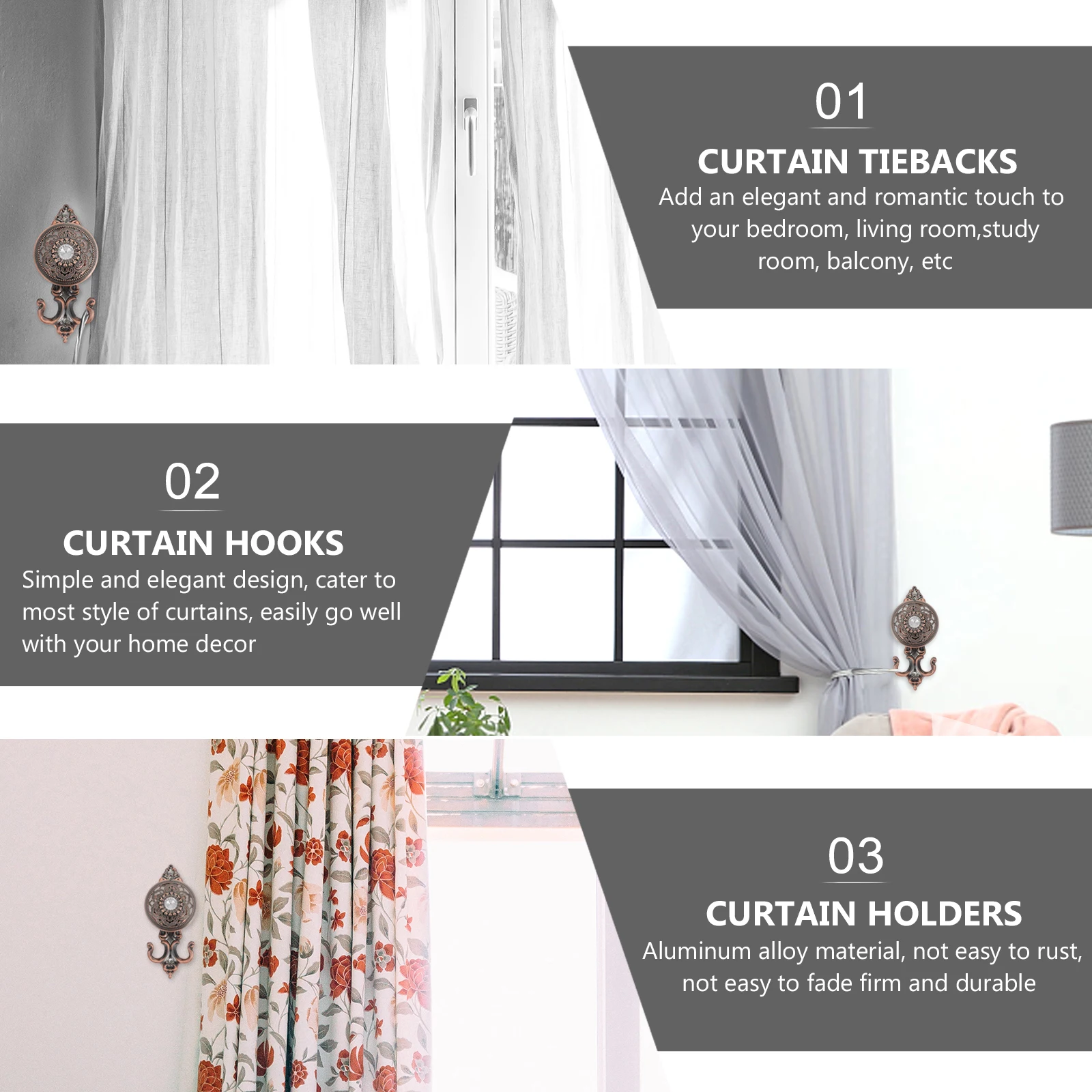 

1 Pair Of Innovative Aluminum Curtain Hooks Quality Fixing Holders European Style Home Accessories