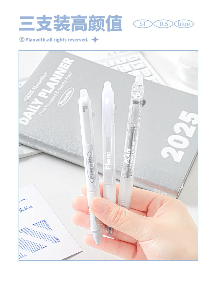 Planwith 3 Teile/satz Löschbaren Gel Stift Schreibwaren Student Schule Acsesories Stift 0,5mm Kristall Blau Tinte Seite Drücken Schreiben liefert – Detail 10