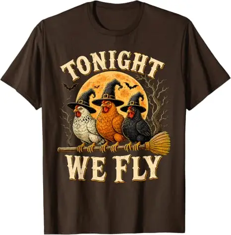 Heute Nacht fliegen wir, lustiges Hühner-T-Shirt, gruselige Saison, Bauernhof, Halloween-T-Shirt, Y2k-Humor, Bauern-Halloween-Partykleidung, grafische Bekleidung, Geschenke – Detail 9