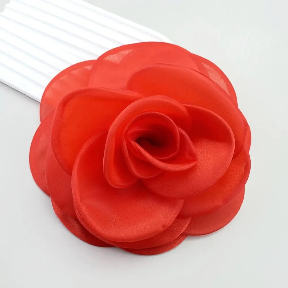 Nuevo broche de flor grande de 12cm, broche Pin-up de flor rosa de tela a la moda para mujer, regalo de joyería, broche de rosa romántico dulce