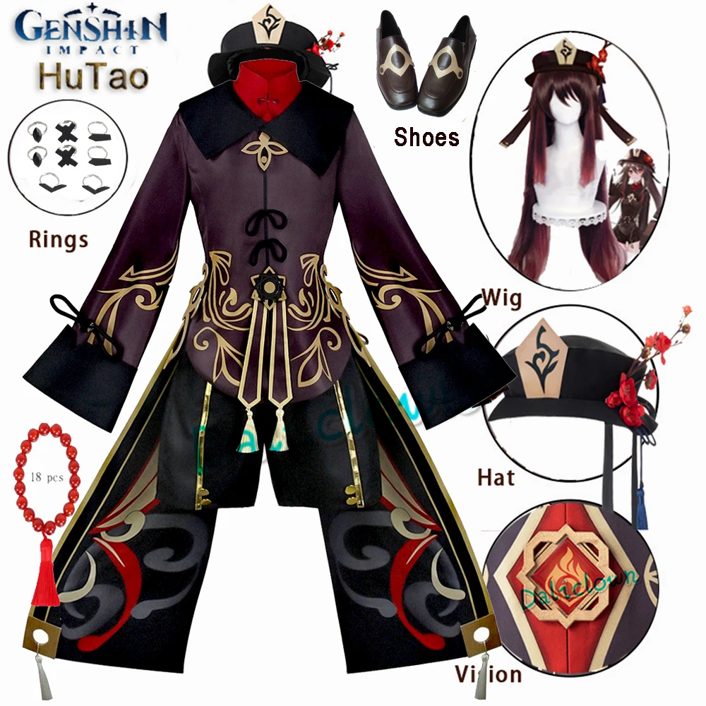 Genshinimpact Hutao Cosplay Kostuum Goedkope Outfit Pruik Cosplay Anime Hu Tao Chinese Stijl Halloween Kostuum Voor Vrouwen Kinderen Meisjes