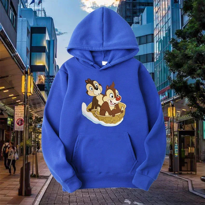 Cartoon Men Hoodies Disney Chip and Dale Creative Fashion Graphics Comfortable Trendy Hip Hop Autumn Winter Male Sweatshirts