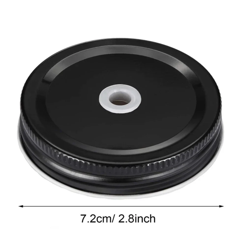 Image 7: Bouchon de Bocal Mason avec Trou de Paille Réutilisable, 10 Pièces, 70mm