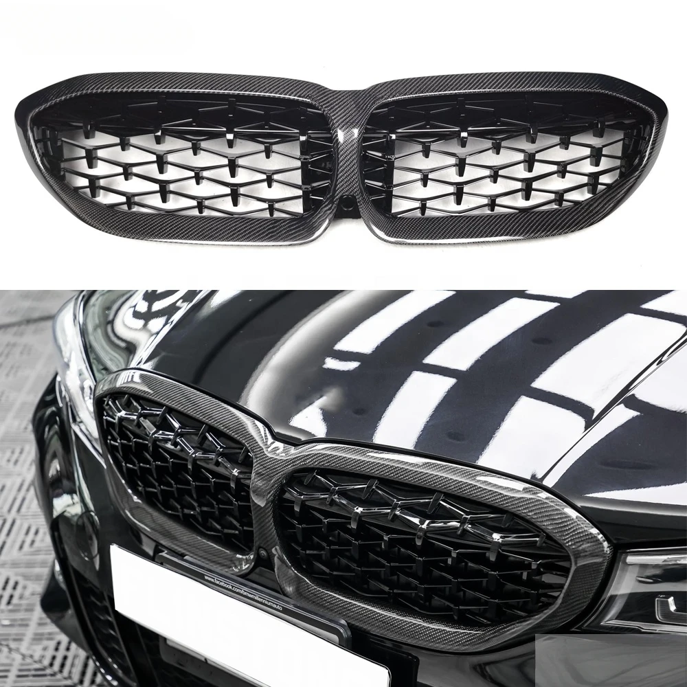 

G20 Pre-Lci ABS Carbon Fiber Diamond Black Grill for BMW 3 Series G20 G21 320i 330i M340i M340d Replacement Grille 2019-2022