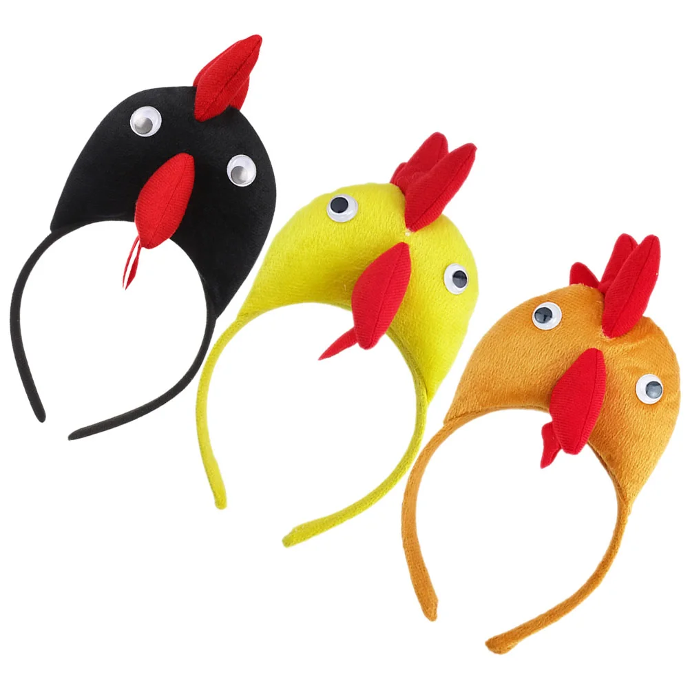 

3 Pcs Props Headband Child Hair Bands Chicken Hats Pp Cotton Animal Costume Accessories Adult