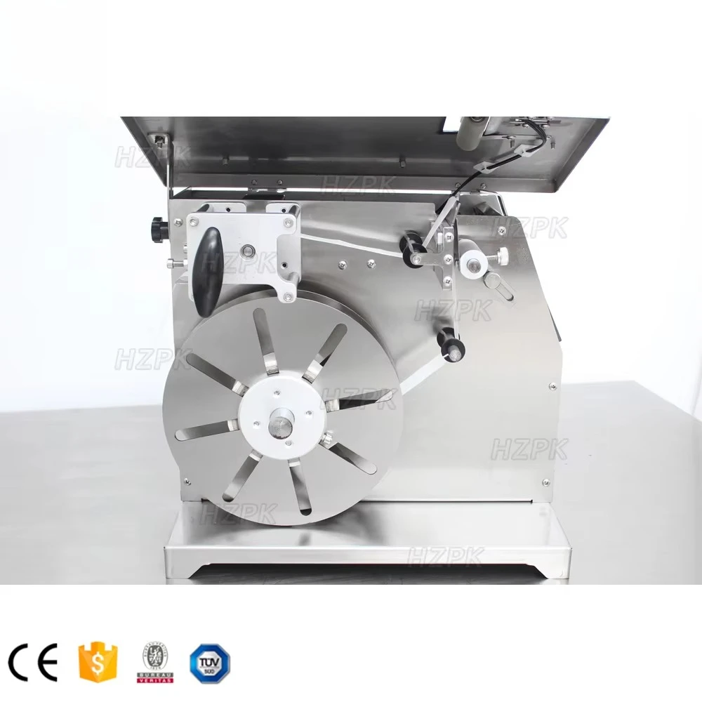 HZPK Single Side Carton Box Flat Corner Tamper Proof Label Applicator Semi Automatic Sealing Labeling Machine