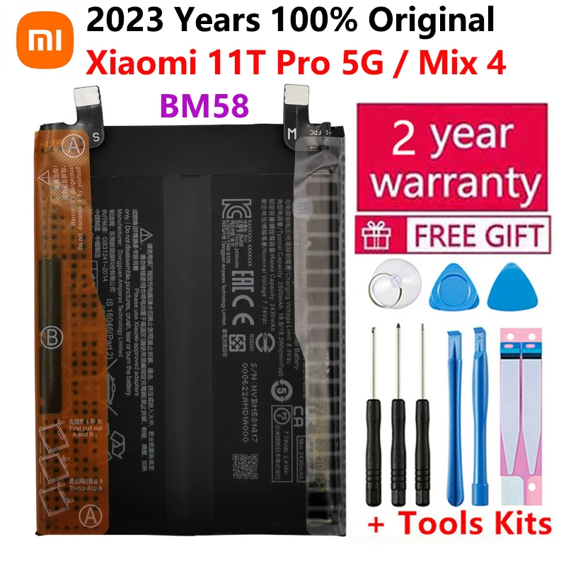 

100% Original Xiaomi 11T Pro 5G Mix 4 Mix4 Rechargeable Battery BM58 Cellphone Built-in Li-lon 5000mAh Replacement Batteries