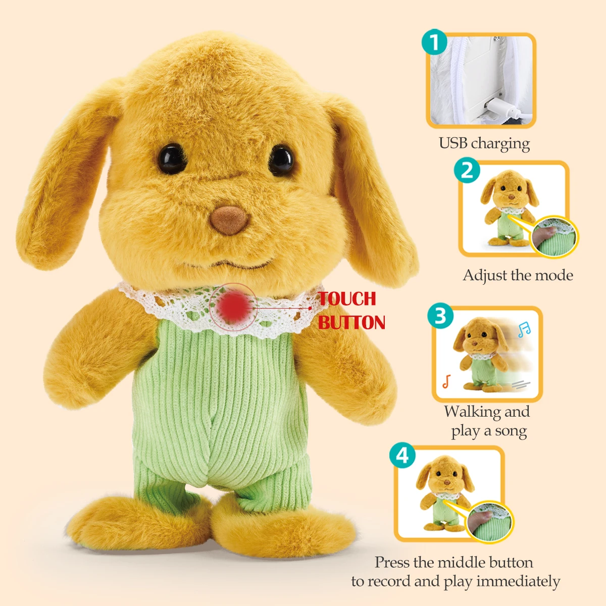 ของเล่นตุ๊กตาไฟฟ้า, พูดซ้ําเต้นรําเดินเป็ดแพนด้ากระต่ายสุนัขแกะ, ของขวัญของเล่นการศึกษาในช่วงต้นสําหรับเด็ก