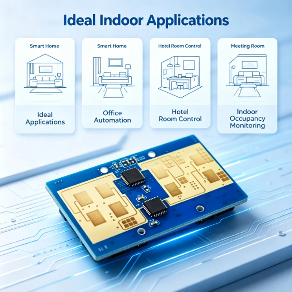 LD2423 24GHz Sensor Module for Indoor Human Presence Detection Simultaneous Tracking of 4 Dynamic and 3 Stationary Targets