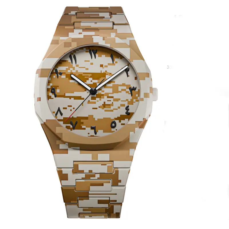 Brand Logo Customization Polycarbonate Plastic Camouflage Strap Large Dial Quartz Sports Waterproof Men's Watch Christmas Gift