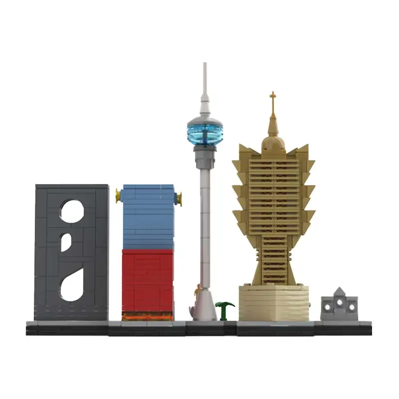 Centro de arquitectura modelo MOC famoso Macau Skyline bloques de construcción ladrillos creativos juguetes decorativos rompecabezas para niños conjunto de regalos