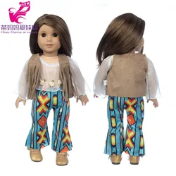 18 Inch Girl Doll Clothes Cowboy Summer Dress Hat Baby Doll Outwears Baby Girl Gifts