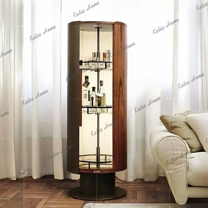LD Italian Rotating Wooden Wine Cabinet Light Luxury Living Room Designer Wine Cabinet Modern Home Bar Furniture