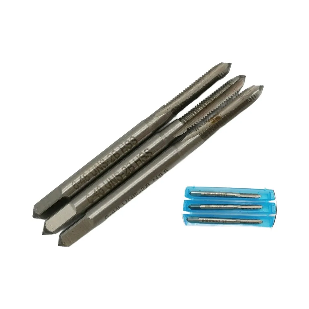 Three 6-48 for taps of HSS Material with for triple for flute Geometry for Efficient Chip Removal and Control Three