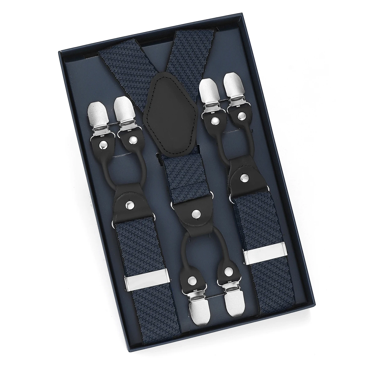 Британский ретро-серо-синий саржевый стиль, мужской джентльменский костюм с шестью зажимами, аксессуар для брюк, нескользящие подтяжки.