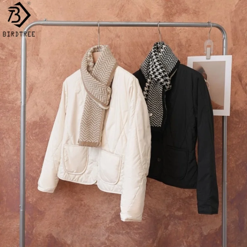 

Теплая куртка из 100% тутового шелка с подкладкой Birdtree, женский кардиган с v-образным вырезом и длинными рукавами, новое пальто осень-зима 2025 T5O809JF