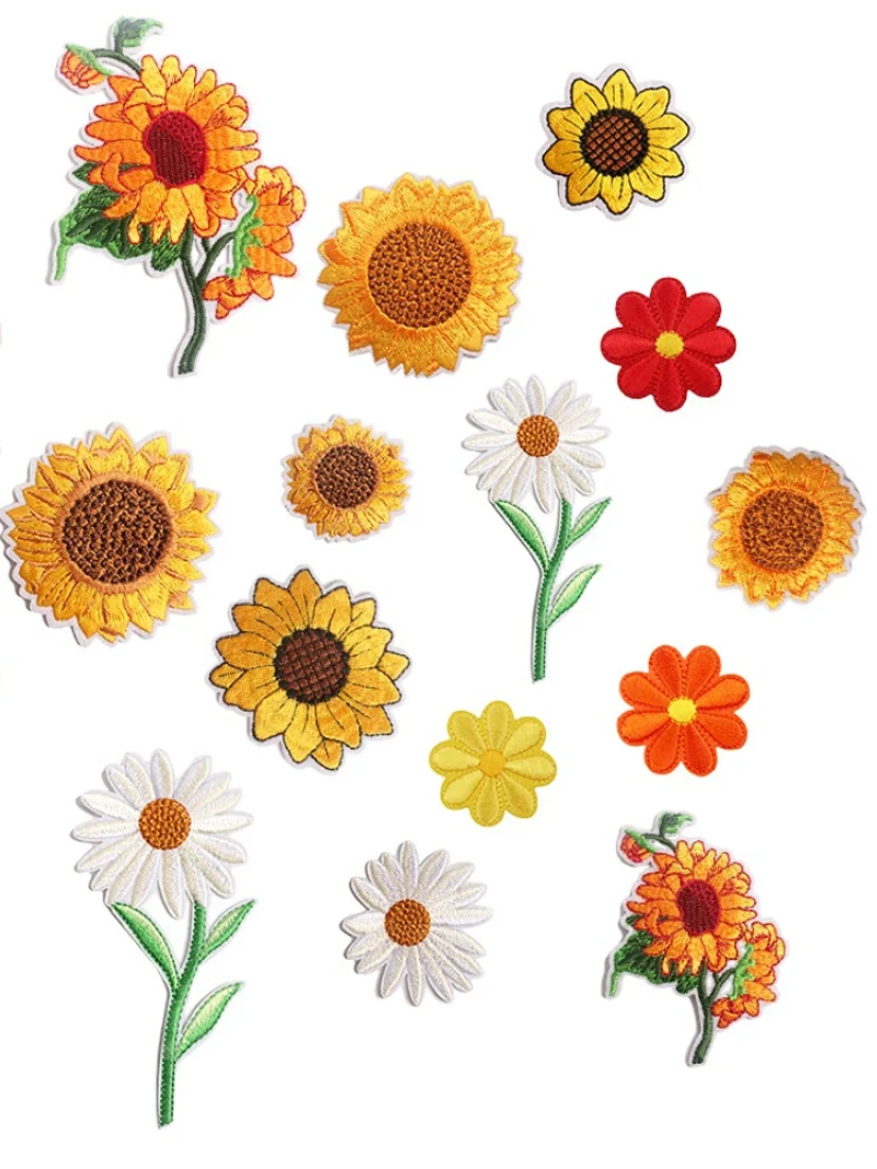 1 pz farfalla fiore toppe ricamate distintivo girasole adesivo termico in ferro fai da te toppe termoadesive abbigliamento applique