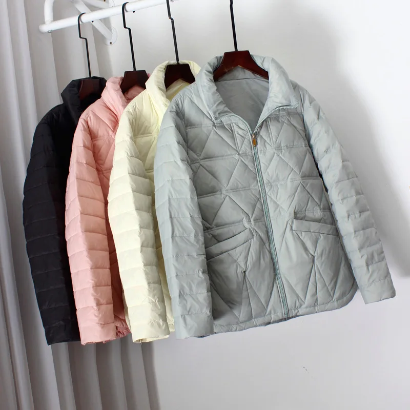 

New Autumn Winter Women Warm Down Coat Lightweight White Duck Down Jacket Parkas Ladies Long Sleeve Stand Collar Puffer Outwears