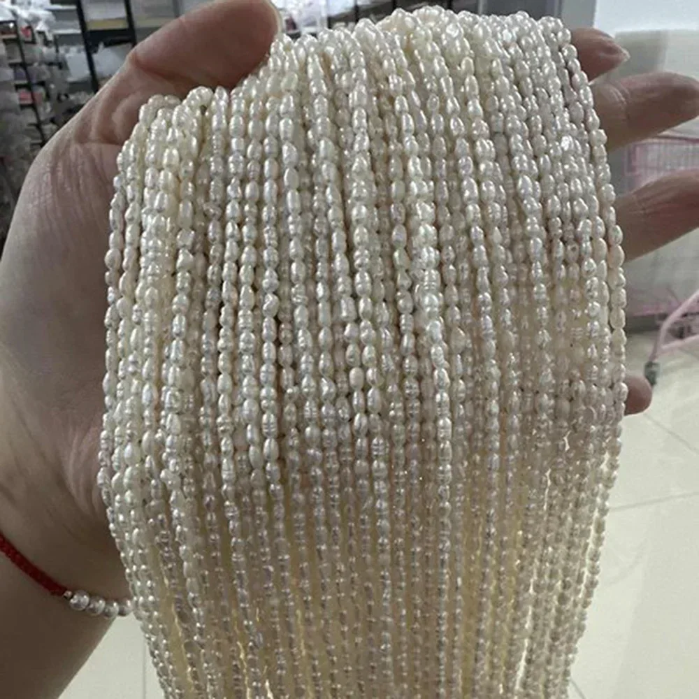 

Natural Freshwater Pearl 2.8-3.3mm Exquisite Rice Sparkling Isolated Bead Jewelry Make DIY Necklace Bracelet Accessories Wedding