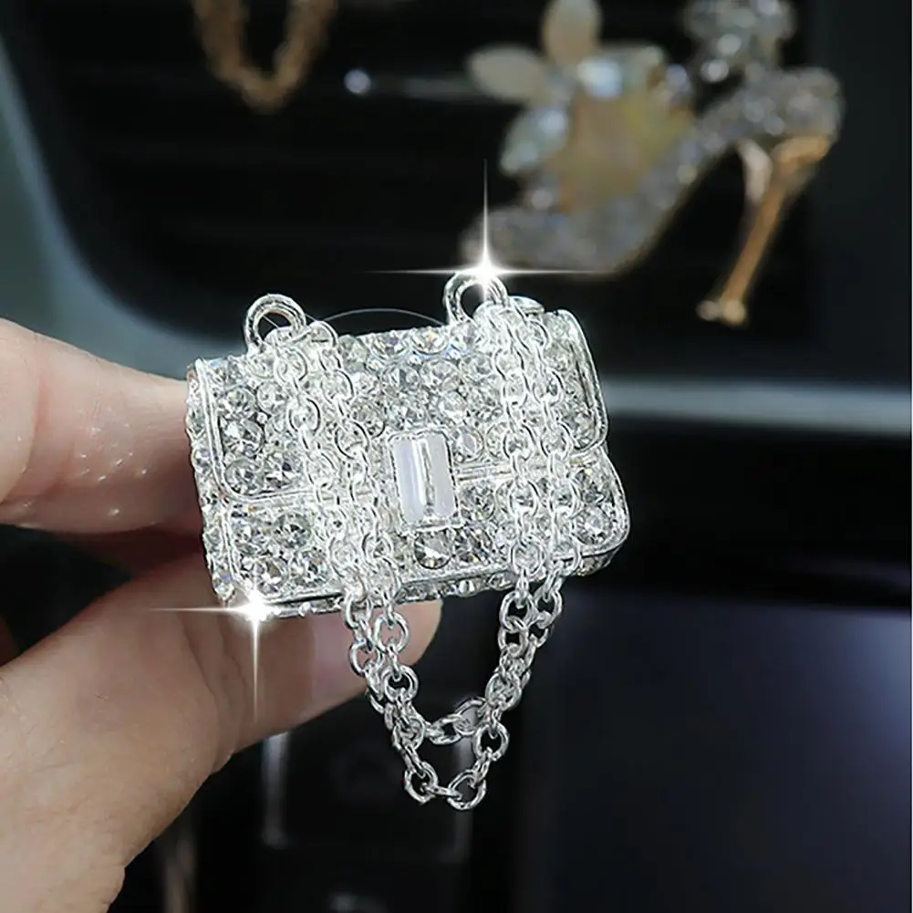 عالية الكعب سيارة العطور كليب ، شكل حقيبة يد ، لامعة حجر الراين ، السيارات منفذ الهواء المعطر ، مقطع العطور ، اكسسوارات السيارات الداخلية