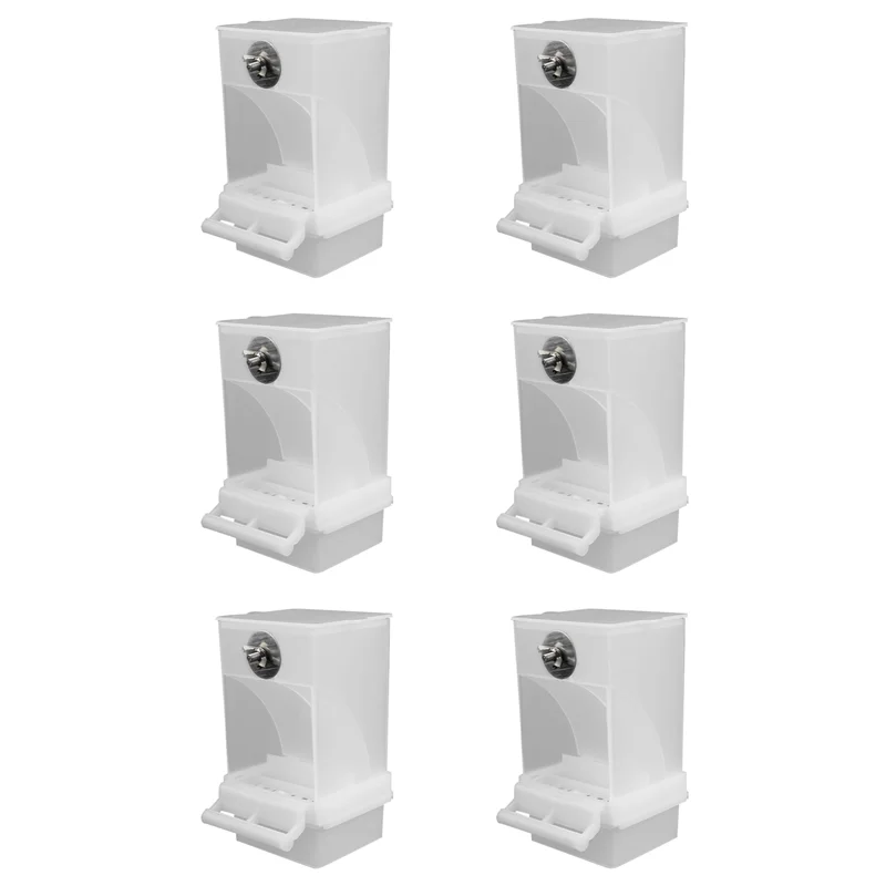 

【ФЕРИТОМ!】6X белые кормушки для птиц, автоматическая кормушка для попугаев, поилка для семян, контейнер для пищевых продуктов, клетка для маленьких и средних попугаев