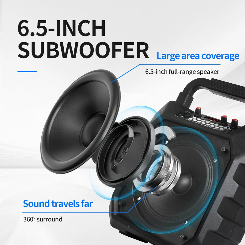 Mesin Karaoke portabel dengan 2 mikrofon nirkabel lampu warna LED dan speaker Bluetooth genggam untuk sistem PA dewasa dan anak-anak