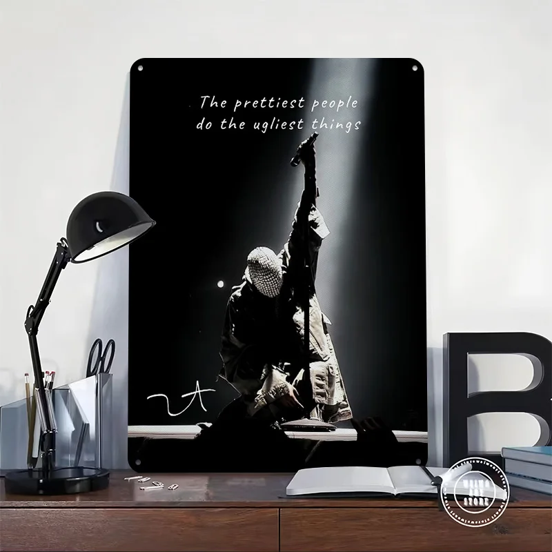 Kanye West on Stage 3D Texture Metal Poster Customized Wall Art Tin Sign Gift for Mancave Funny Signs Home Decor Accessories