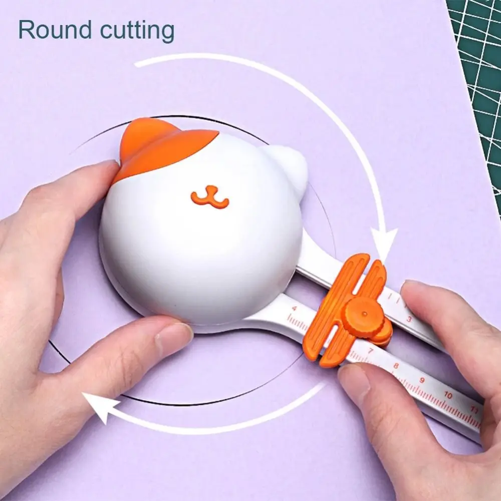 Paper Card Photo Circular Paper Cutter Safe Cute Kitty 360° Rotary Circle Cutter DIY Crafts Round Cutting Tool Cutting Supplies