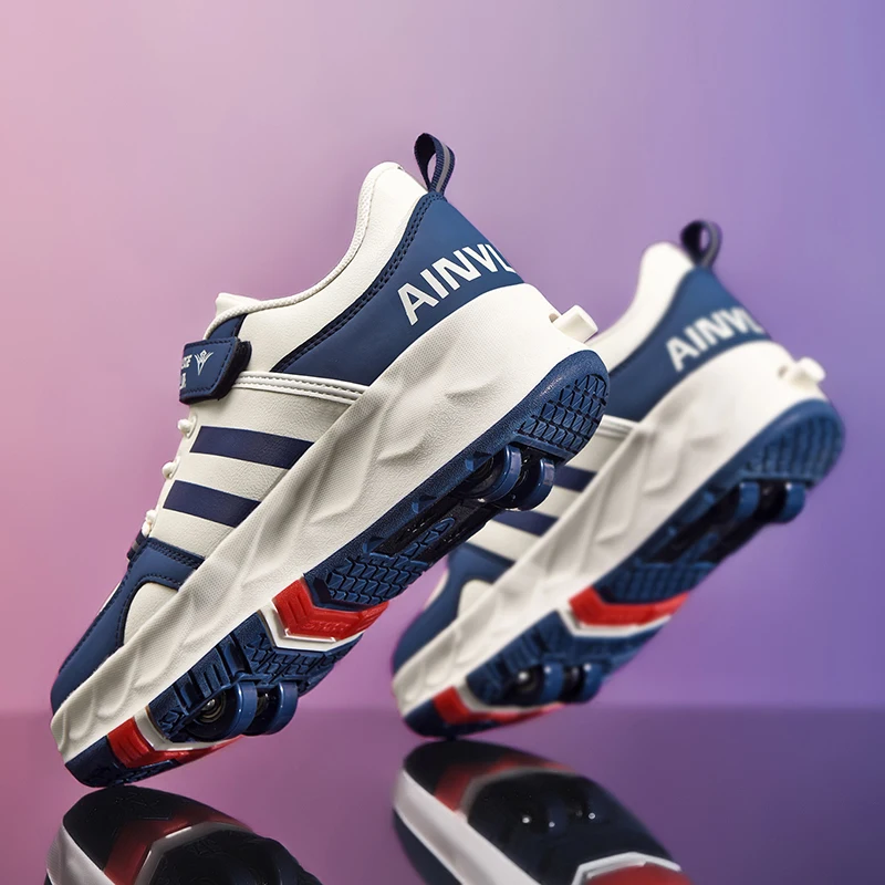 Youth New Roller Shoes Retractable High Quality With 4 Wheels Deformation Children Semi Professional Running Walking Skate Shoes