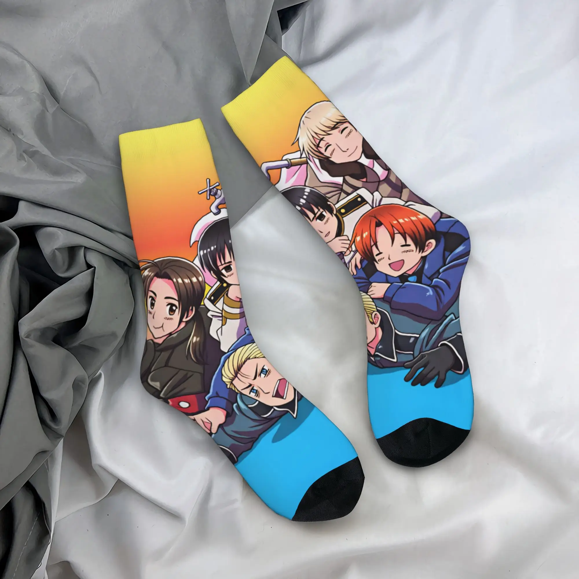 H-Hetalia A-Axis P-Powers Anime Men's Crew Socks Unisex Kawaii  Spring Summer Autumn Winter Dress Socks
