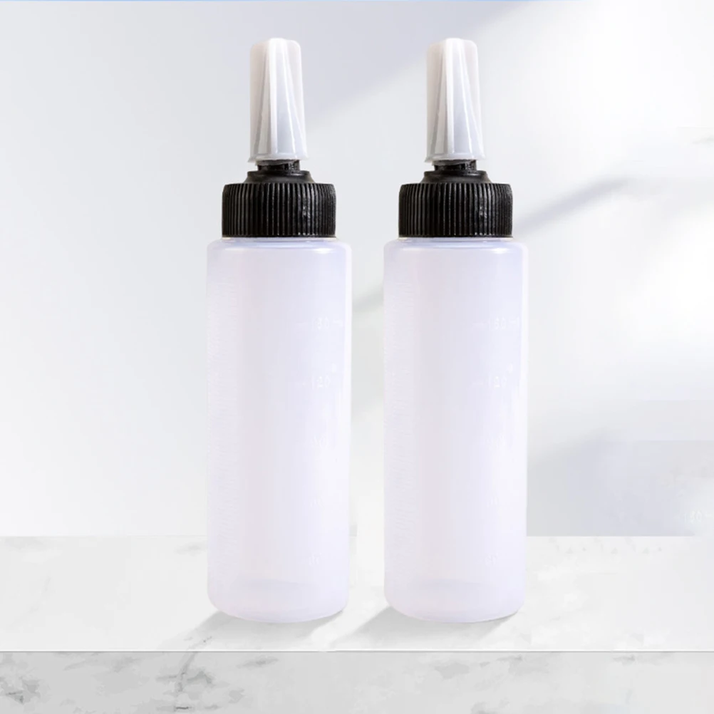 

4pcs Applicator Salon Color Measuring Tool Refillable Empty Squeeze Bottle Leak Proof Hair Dye Dispenser For Home Dyeing Plastic