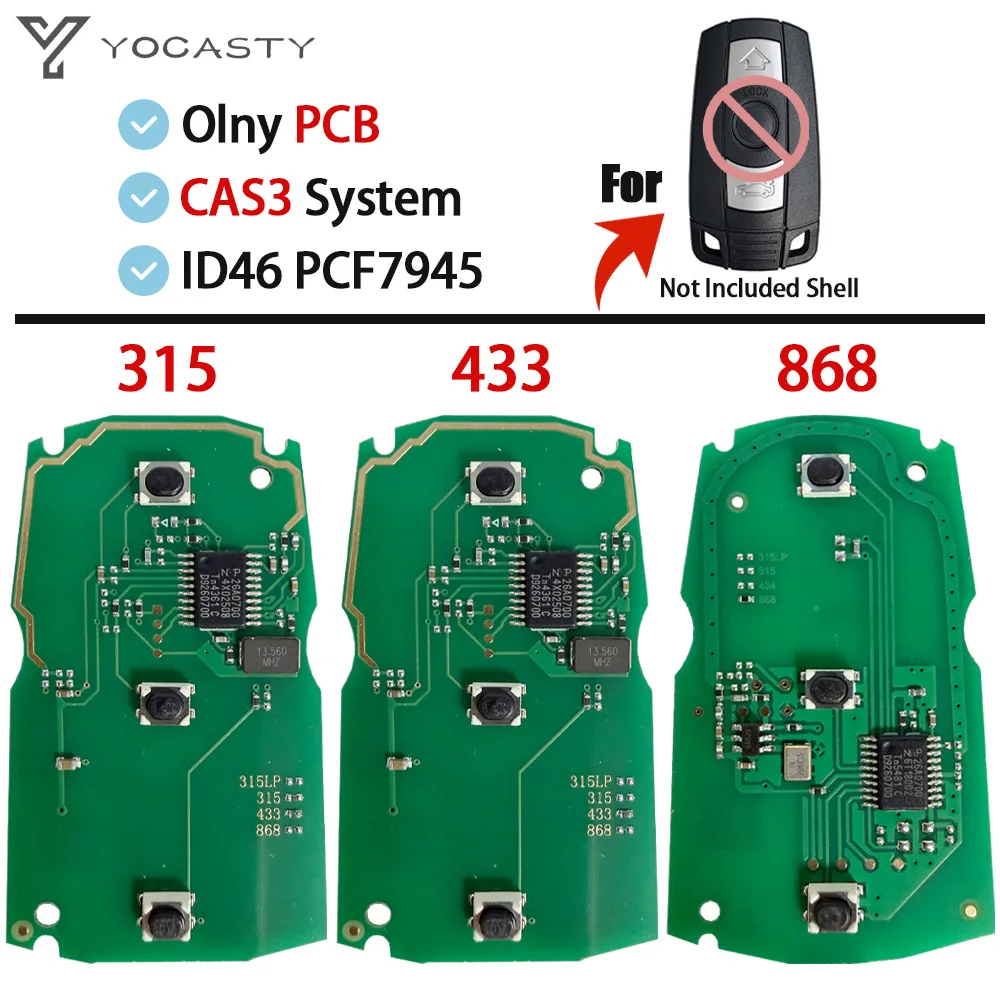 PCF7945 Chip 315/433/868MHz Remote Smart Car Key PCB For BMW 1/3/5/7 Series 2006-2012 CAS3 YKR55WK49127 KR55WK49123 KR55WK49186