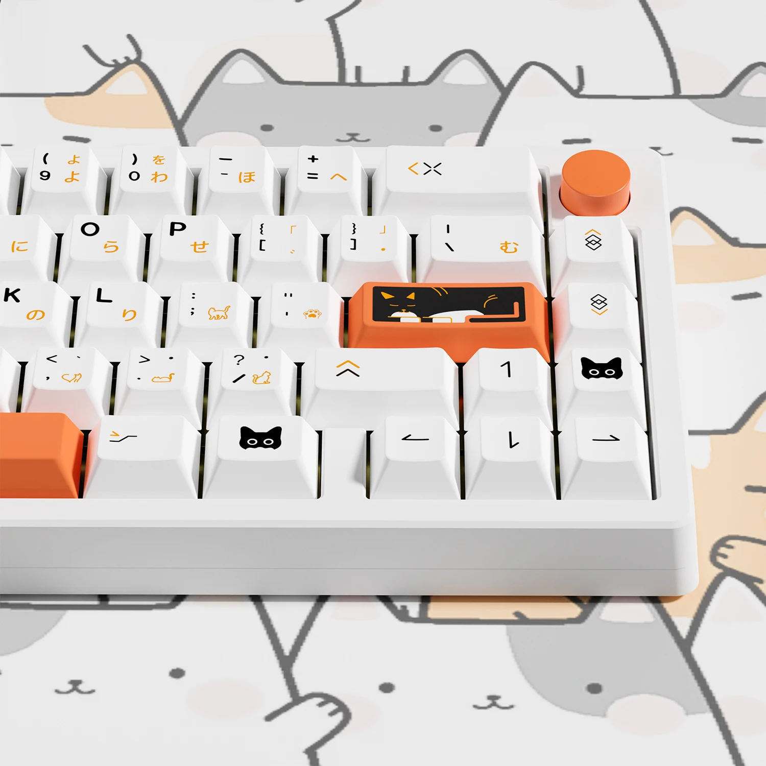 Imagem -04 - Keycaps Laranja do Tema do Gato Keycaps de Perfil Cereja Pbt Jogo Zelda Dye-sub Wob Rainy75 Leobog Hi75 Hi8 Sugar65 Al65 Cereja