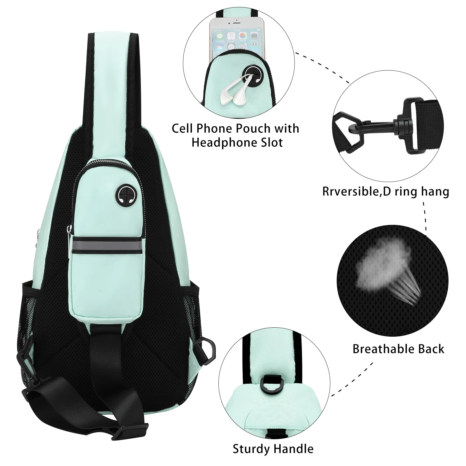 Bolso de pecho con tirantes para hombre y mujer, mochila de hombro cruzada para gimnasio, ciclismo, senderismo, mochila de día, riñonera deportiva impermeable