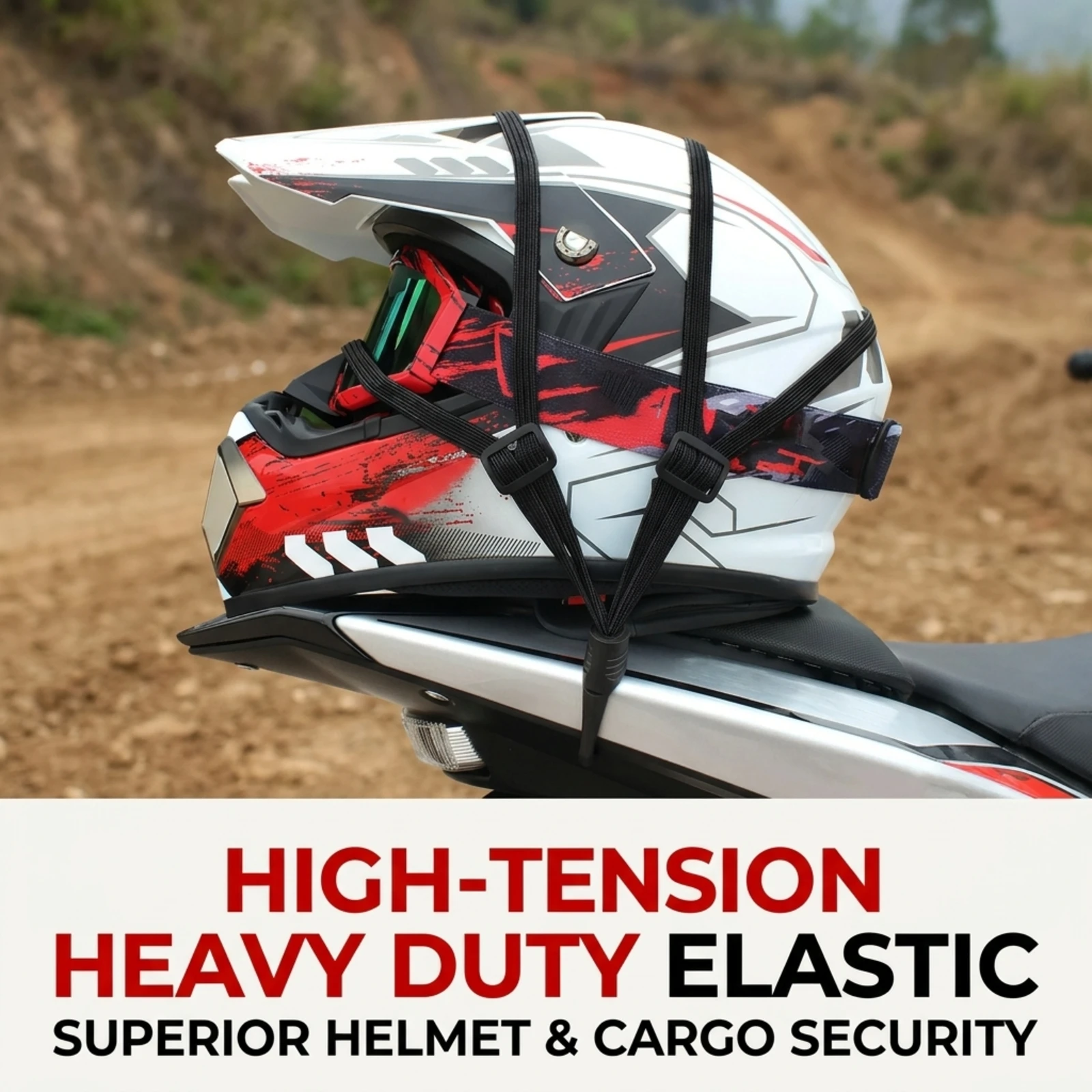 2-piece set of black motorcycle luggage straps, 60cm elastic cargo net, can secure all kinds of luggage, helmets, and small item