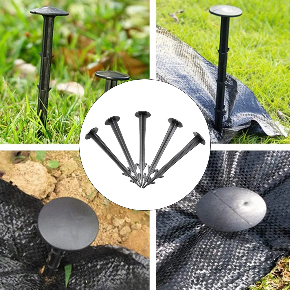 

50pcs Plastic Ground Stakes Tent Nails Camping Pegs Heavy Duty Outdoor Garden Yard Landscaping Reusable High Temperature